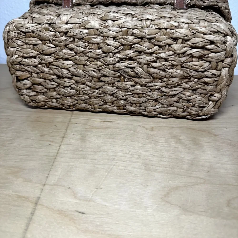 Kate Spade New York Picnic Bag Wicker Basket Box Rattan Handwoven Tan